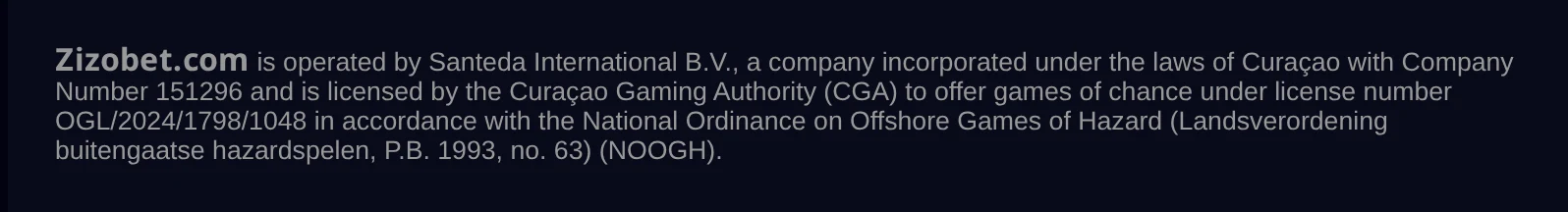 Zizobet company details naming Santeda International B.V. and licence OGL/2024/1798/1048